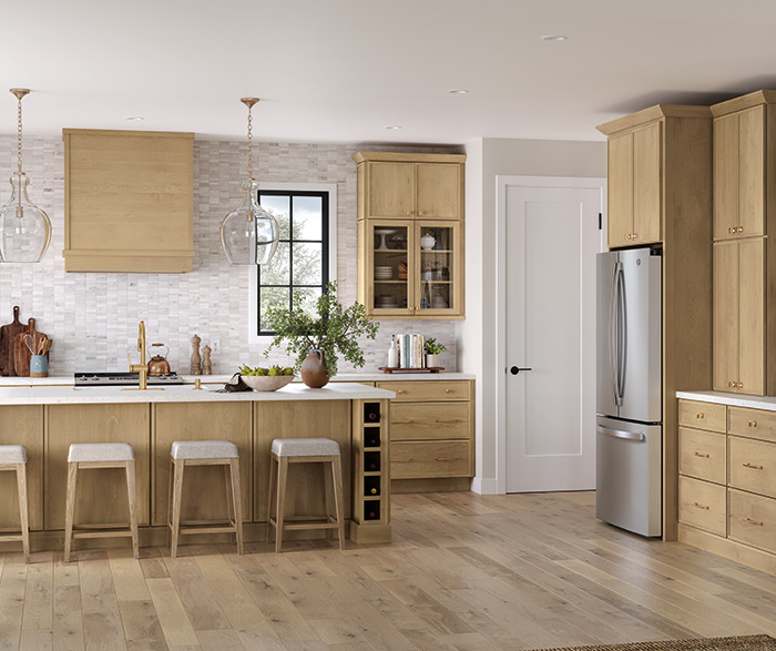 Brown Stained Kitchen Cabinets